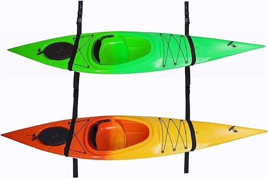 MOPHOEXII Double Surf Kayak Storage Strap System - Heavy-Duty Wall Hanger Strap Storage Sling Kayak Hanger for Kayak & SUP Paddle Board Hangers