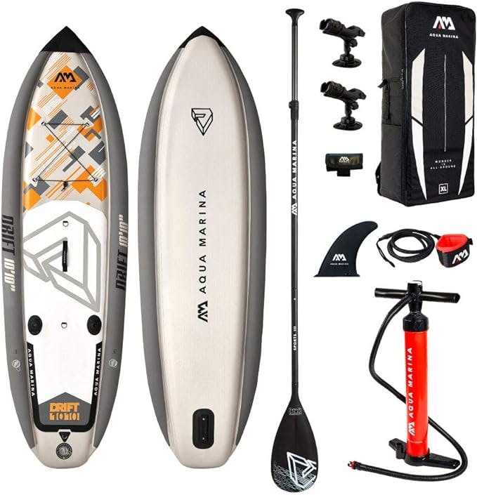 Aqua Marina Drift, Fishing Inflatable Stand Up Paddle Board (iSUP) Package, 330 cm Length, Grey
