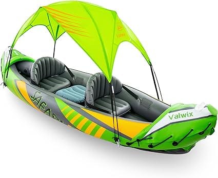 Valwix 2 Person Inflatable Kayak for Adults w/ Sun Canopy