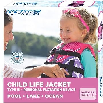 Oceans7 US Coast Guard-Approved Kids Life Jacket 30-50 lbs 