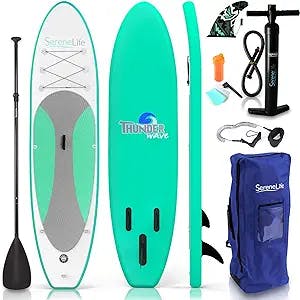 SereneLife Inflatable SUP Board - Premium Accessories & Carry Bag