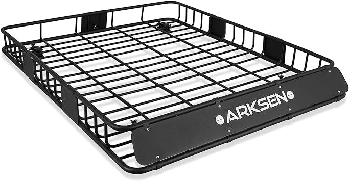 ARKSEN Roof Rack Cargo Basket - 64x50 Inch - 150 Lbs Capacity - Heavy Duty Steel Construction - Black