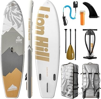 Lion Hill Inflatable Paddle Board 10'6"X33"X6 Stand Up Paddleboard with Pump,Accessories & Backpack , Anti Air Leaking & Non-Slip Deck ,Extra-Light SUP for Surf Yoga