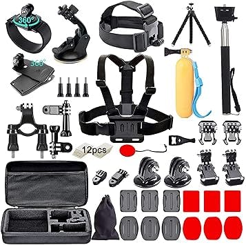 Black Pro Camera Accessories Kit Compatible with GoPro Hero