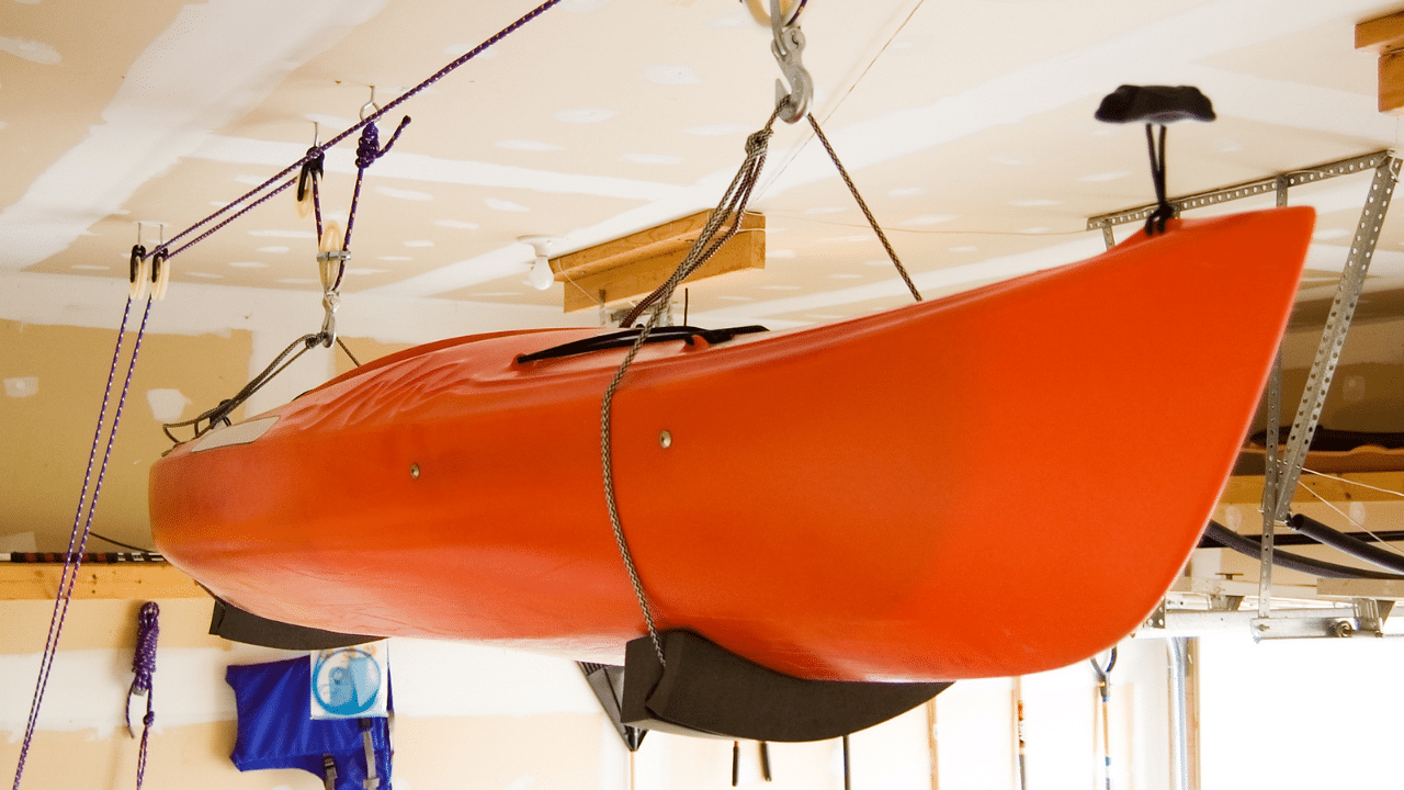 Kayak Hoist System For Your Garage Ceiling